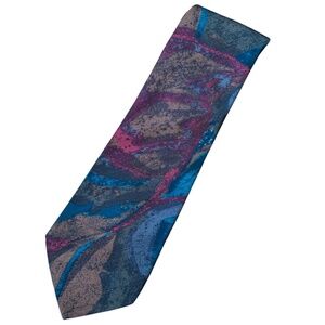Surrey Tie 100% Polyester Microfiber Marbled Gem Tones Abstract Vintage